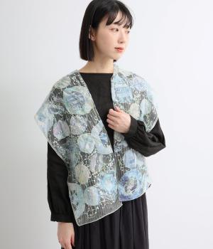 パッチワークMIXショール2(ブルー-F)