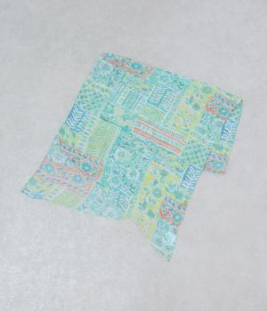 パッチワーク風プリントショール(グリーン-F)