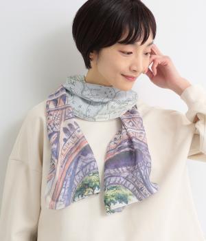 エッフェル塔柄プリントショール(パープル-F)