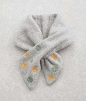 ドット刺繍ミニショール(グレー-F)