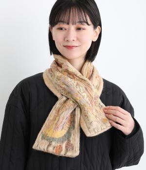 アップリケ刺繍ミニショール（ベージュ・F）