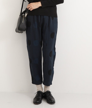 コットンジャカードパッチスリムパンツ(ブルー-ONESIZE)