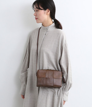 レザーメッシュミニショルダーバッグ(ブラウン-ONESIZE)