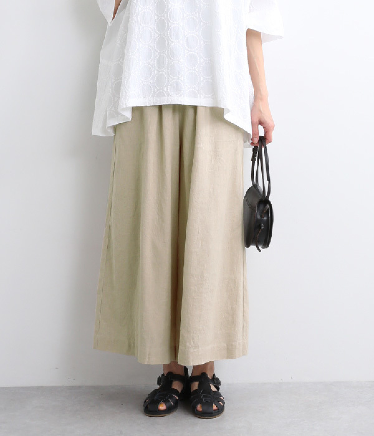 リネンコットンワイドパンツ(ナチュラル-ONESIZE)