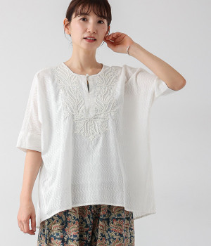 コットンドビーラクノウ刺繍プルオーバー(ホワイト-ONESIZE)