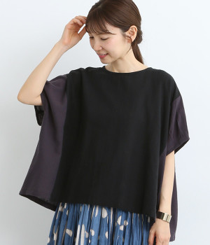 コットンカディー配色プルオーバー(ブラック-ONESIZE)