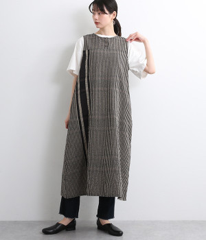 コットンチェックサッカーワンピース(ブラック-ONESIZE)