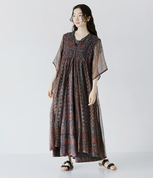 ボイルアジャラクワンピース(ブルー-ONESIZE)