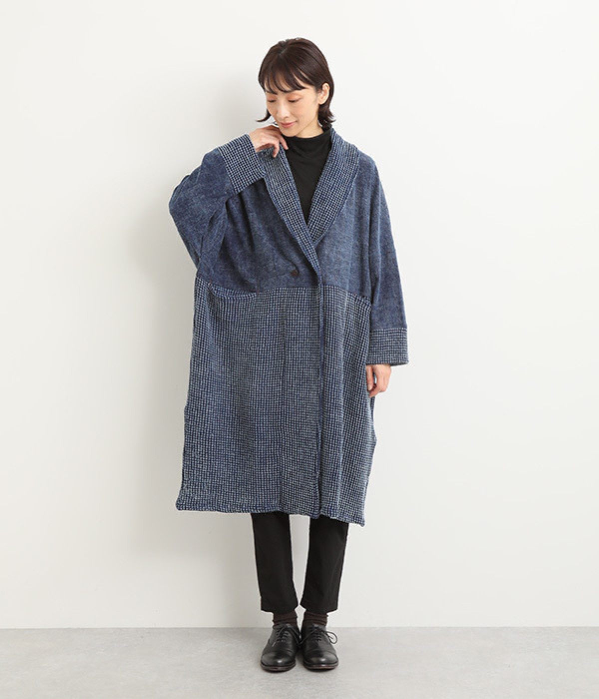 コットンコンビ藍染コート(ネイビー-ONESIZE)