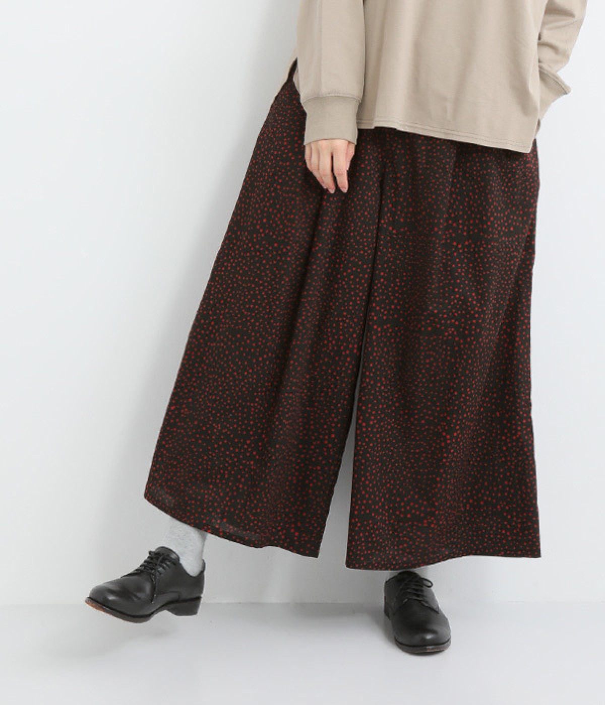 ドットプリントワイドパンツ(ブラック-ONESIZE)