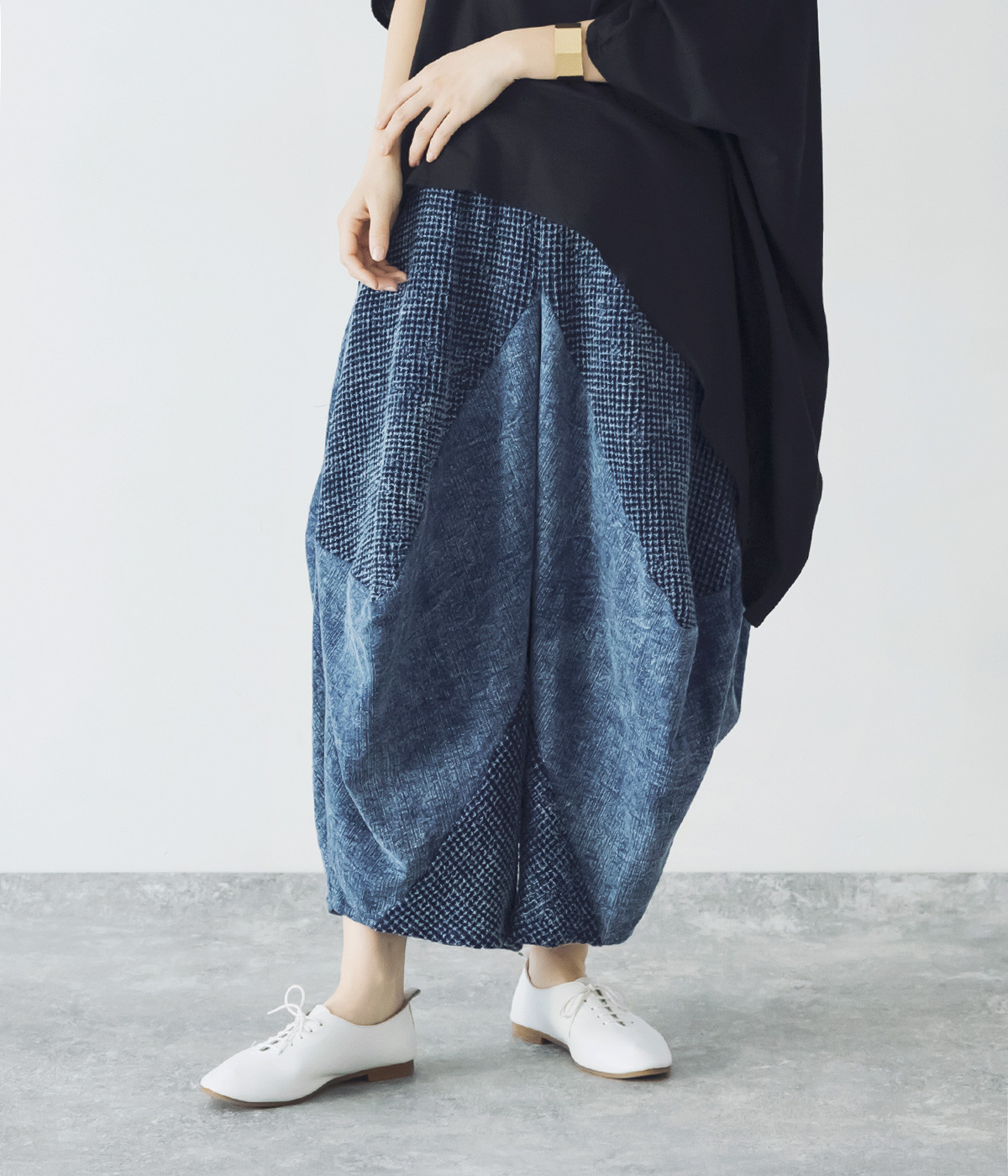 コットンコンビ藍染変形パンツ(ネイビー-ONESIZE)