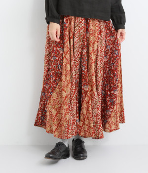 レーヨンカラムカリエスカルゴスカート(レッド-ONESIZE)