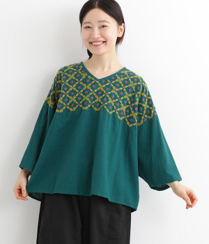 ラクノウ刺繍プルオーバー(グリーン-ONESIZE)