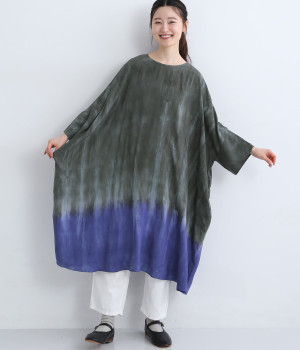 レーヨン2段染めワンピース(グレー-ONESIZE)