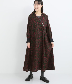 ドットプリントワンピース(ブラック-ONESIZE)