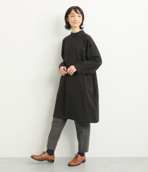 無地裏起毛ワンピース(ブラック-ONESIZE)