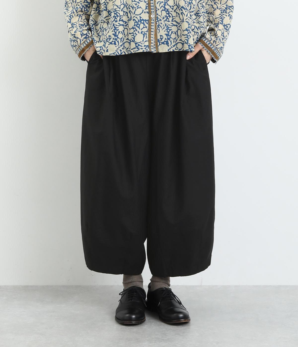 環コットンシルクタックパンツ(ブラック-F)
