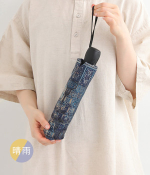 晴雨兼用折りたたみ傘 遮光率99.99％ 日傘・雨傘(イスラミックタイル-ONESIZE)