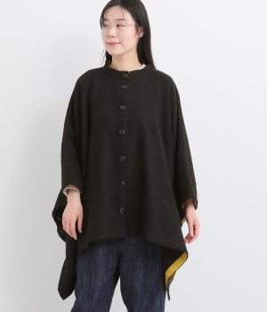 コットンポンチョコート(ブラック-ONESIZE)