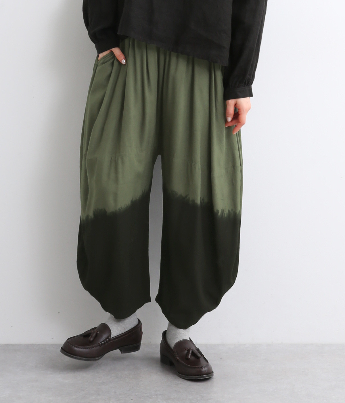レーヨンバルーンパンツ(カーキ-ONESIZE)
