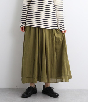 レイヤーギャザーパンツ(カーキ-ONESIZE)