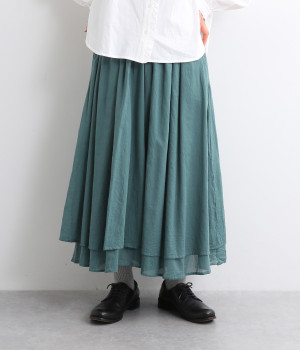 レイヤーギャザーパンツ(グリーン-ONESIZE)