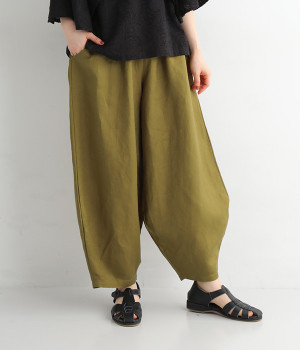 リネンレーヨンパンツ(カーキ-ONESIZE)
