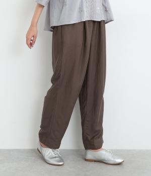 リネンレーヨンテーパードパンツ(ブラウン-ONESIZE)