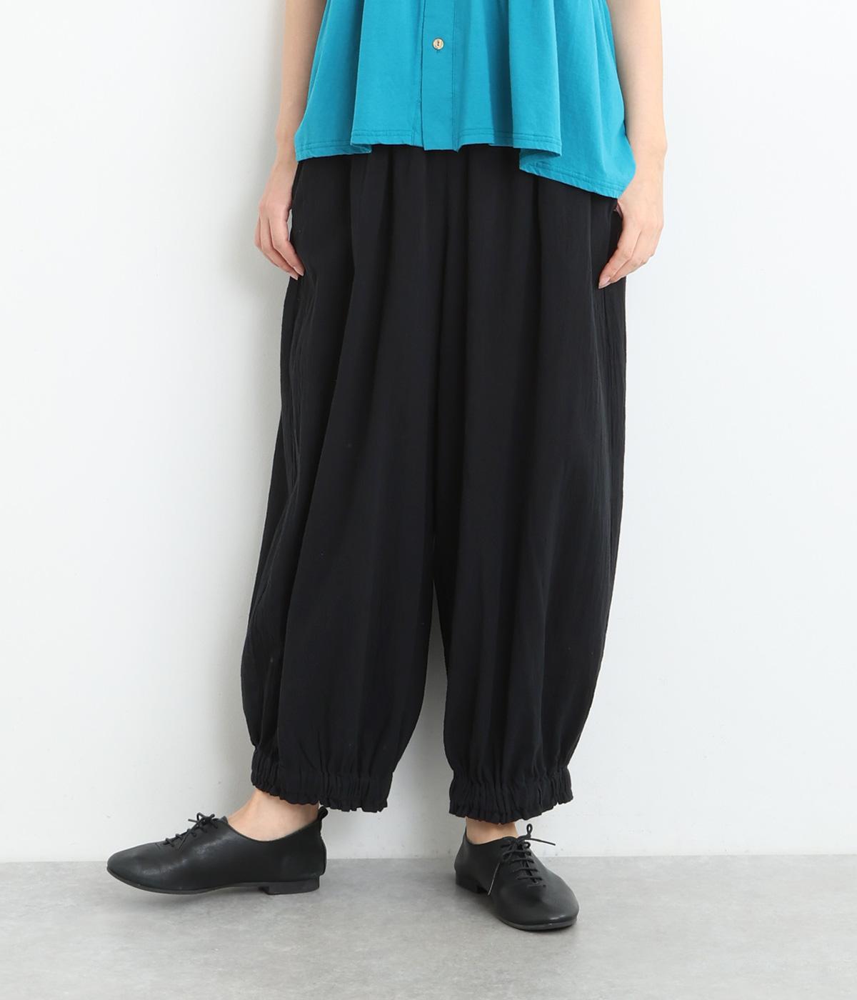 コットン裾ゴムバルーンパンツ(ブラック-ONESIZE)
