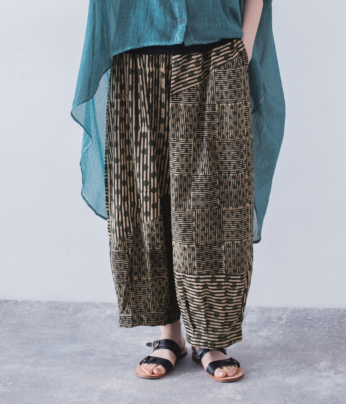 まる三角ストライププリントパンツ(ブラック-ONESIZE)