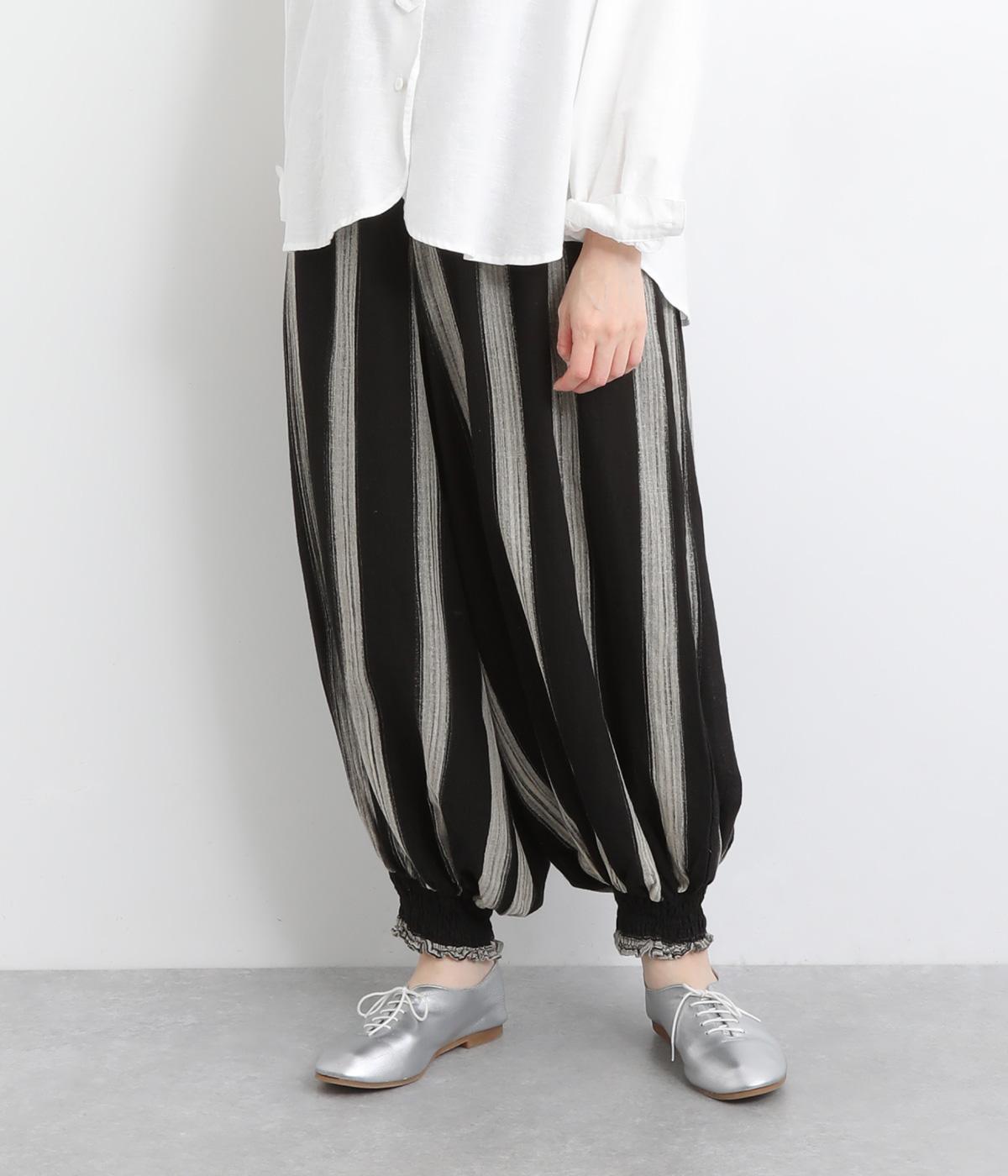 コットン手書きストライプバルーンパンツ(ブラック-ONESIZE)