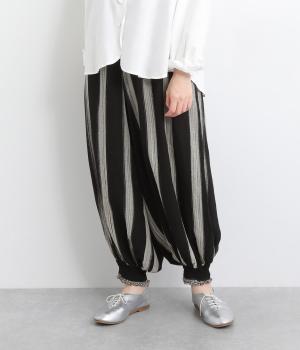 コットン手書きストライプバルーンパンツ(ブラック-ONESIZE)