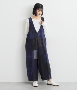 パッチワークサロペット(織り柄-ONESIZE)