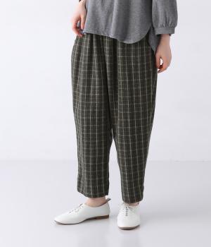 2種チェックテーパードパンツ(グレージュ-ONESIZE)