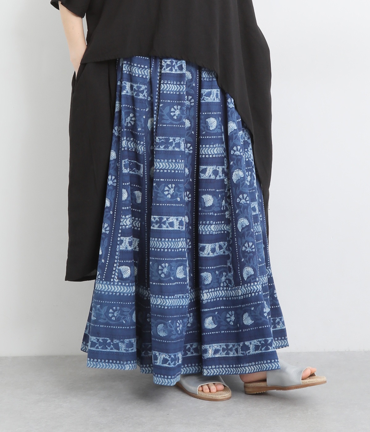 ダブプリントスカート(ネイビー-ONESIZE)