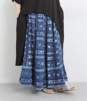 ダブプリントスカート(ネイビー-ONESIZE)
