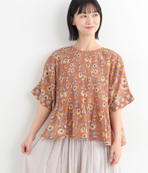 ラピドプリントピンタックプルオーバー(ブラウン-ONESIZE)