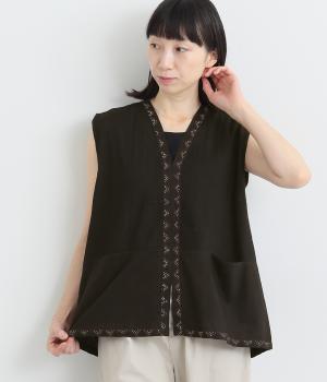 ファインピンタックプルオーバーベスト(ブラック-ONESIZE)