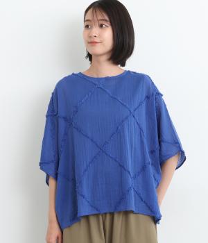 コットンカットオフプルオーバー(ブルー-ONESIZE)