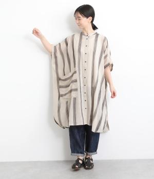 コットン手書きストライプブラウス