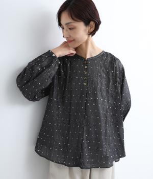 ドット&箔プリントブラウス