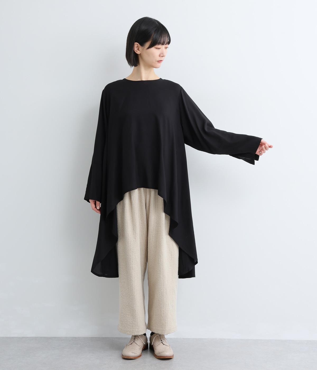 レーヨンイレヘムスリットカフスプルオーバー(ブラック-F)