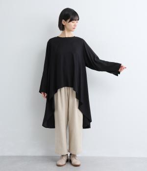 レーヨンイレヘムスリットカフスプルオーバー(ブラック-F)