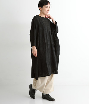 コットンジャカードラクノウ刺繍ワンピース(ブラック-ONESIZE)