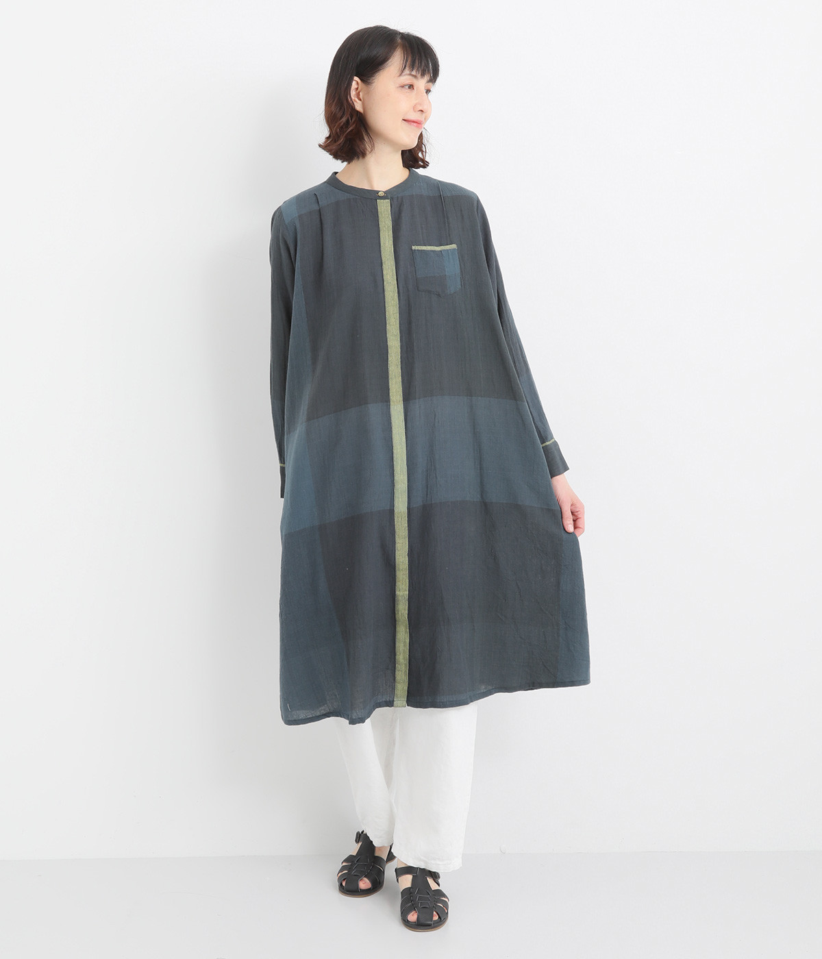 カディビッグチェックワンピース(グリーン-ONESIZE)