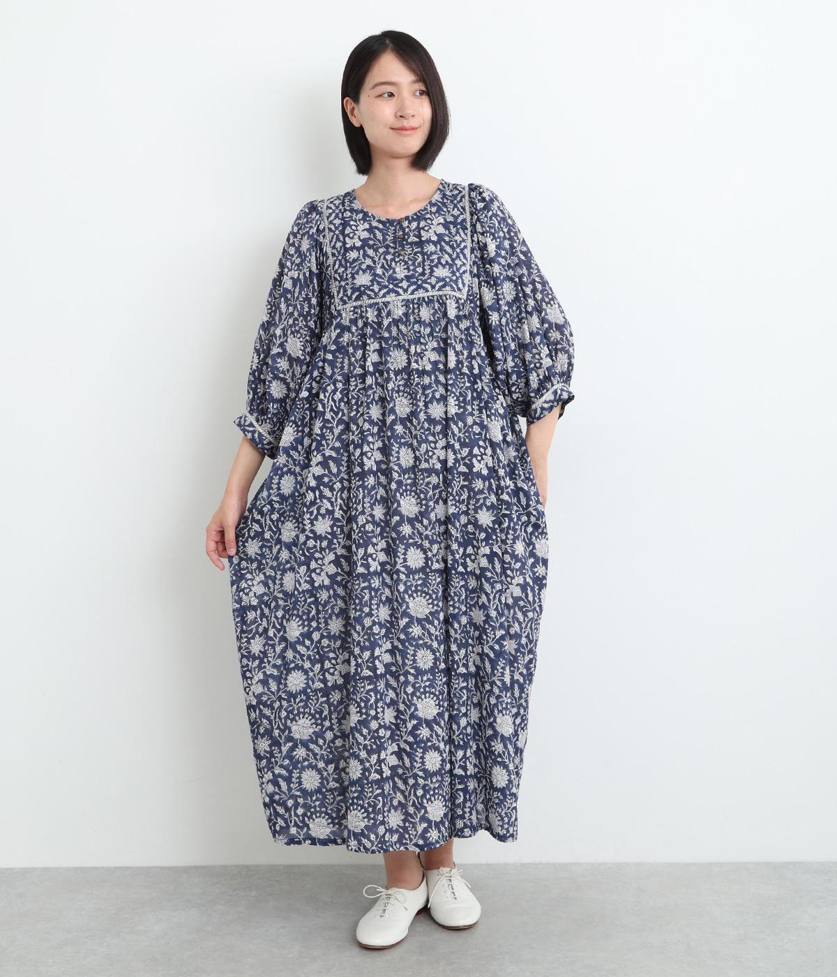 ラピドプリントボリュームワンピース(ネイビー-ONESIZE)