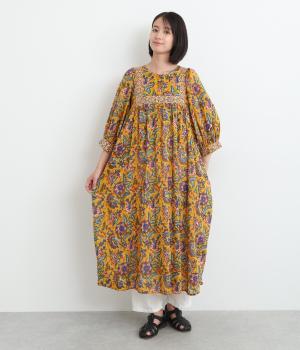 ラピドプリントボリュームワンピース(イエロー-ONESIZE)