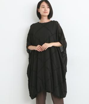 コットンカットオフバルーンワンピース(ブラック-ONESIZE)