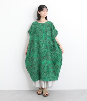 アフリカンエンボスプリントドレス(グリーン-ONESIZE)