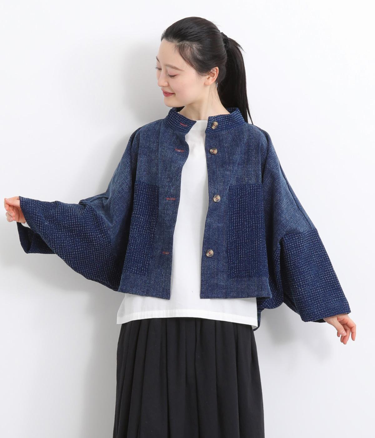 藍染コンビ　ショートジャケット(ネイビー-F)